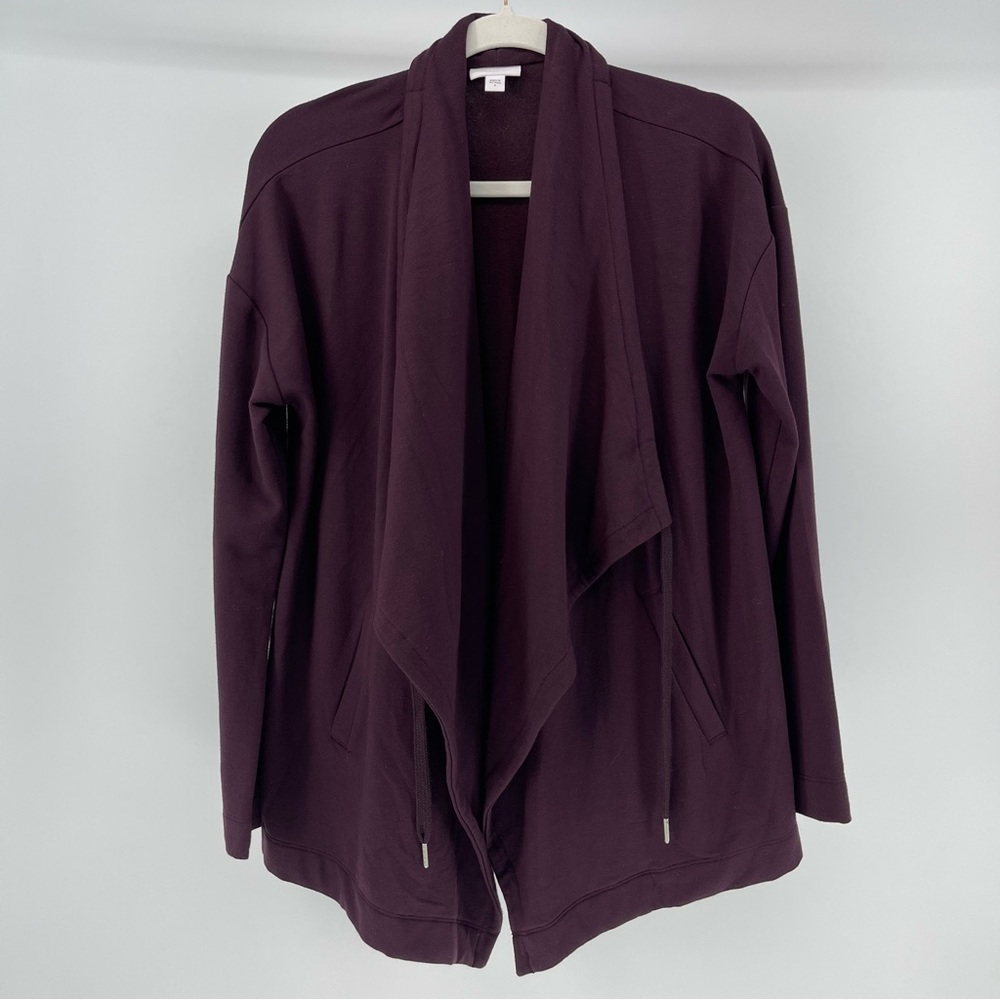 J. Jill Fit Modal Blend Drapey Cardigan/Sweatshirt, Pockets, Eggplant Purple